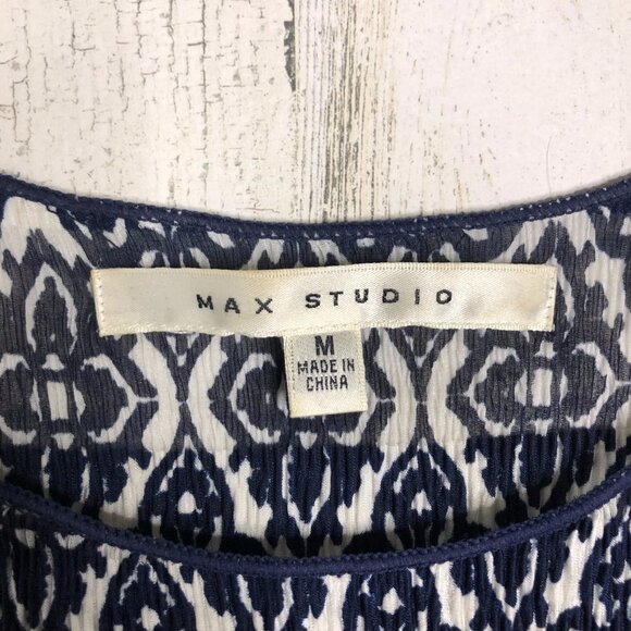 Max Studio Womens Blue Geometric Floral Dress Sz M - Picture 3 of 5